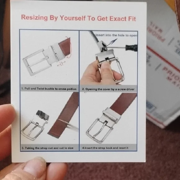 Belt with Brown Leather And Silver Buckle - Picture 3 of 3